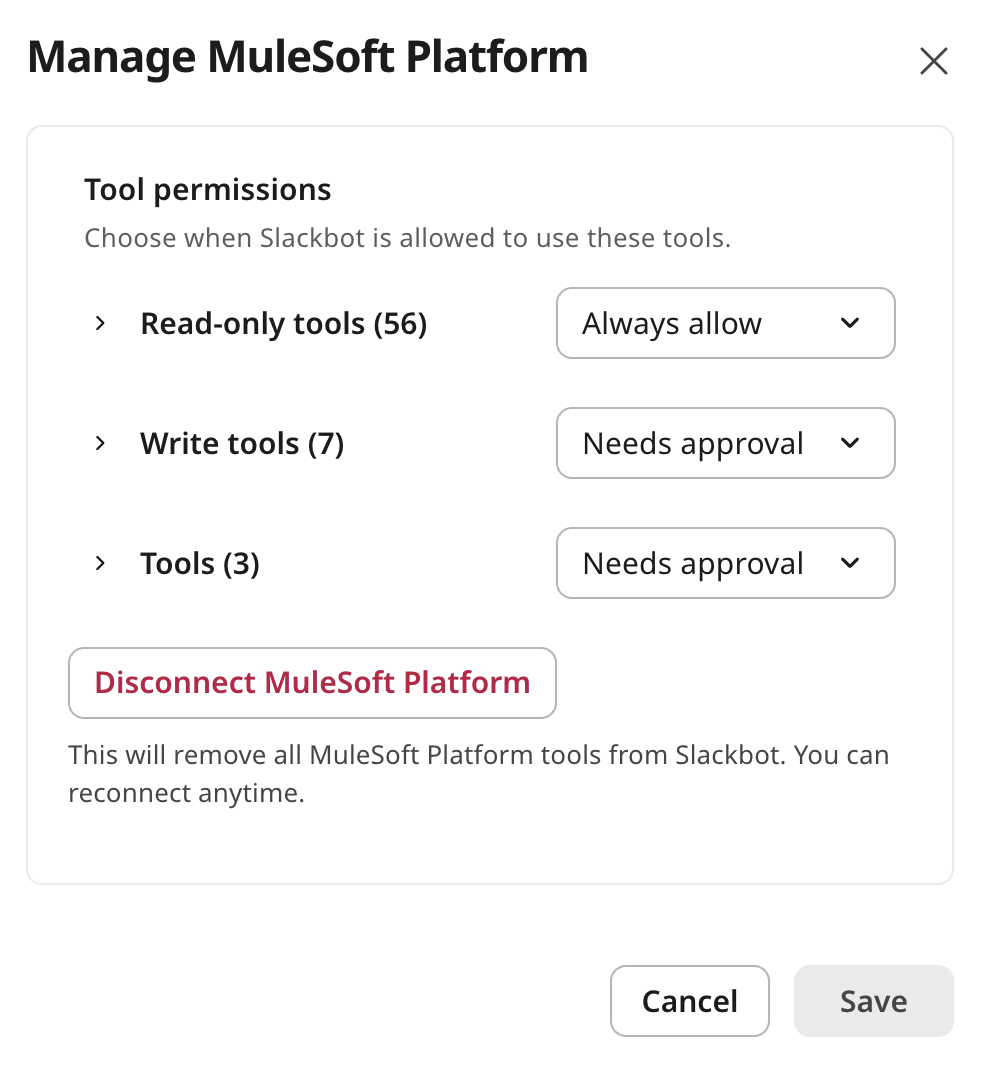 Manage MuleSoft Platform tools
